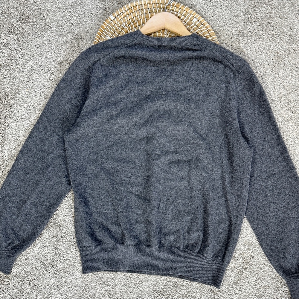 Lands’ End Men’s 100% Cashmere V-Neck Sweater Longsleeve Classic in Gray M - Picture 8 of 13